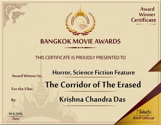 Bangkok Movie Awards 2026 — ★ AWARD WINNER, HORROR, SCIENCE FICTION FEATURE — The Corridor of The Erased